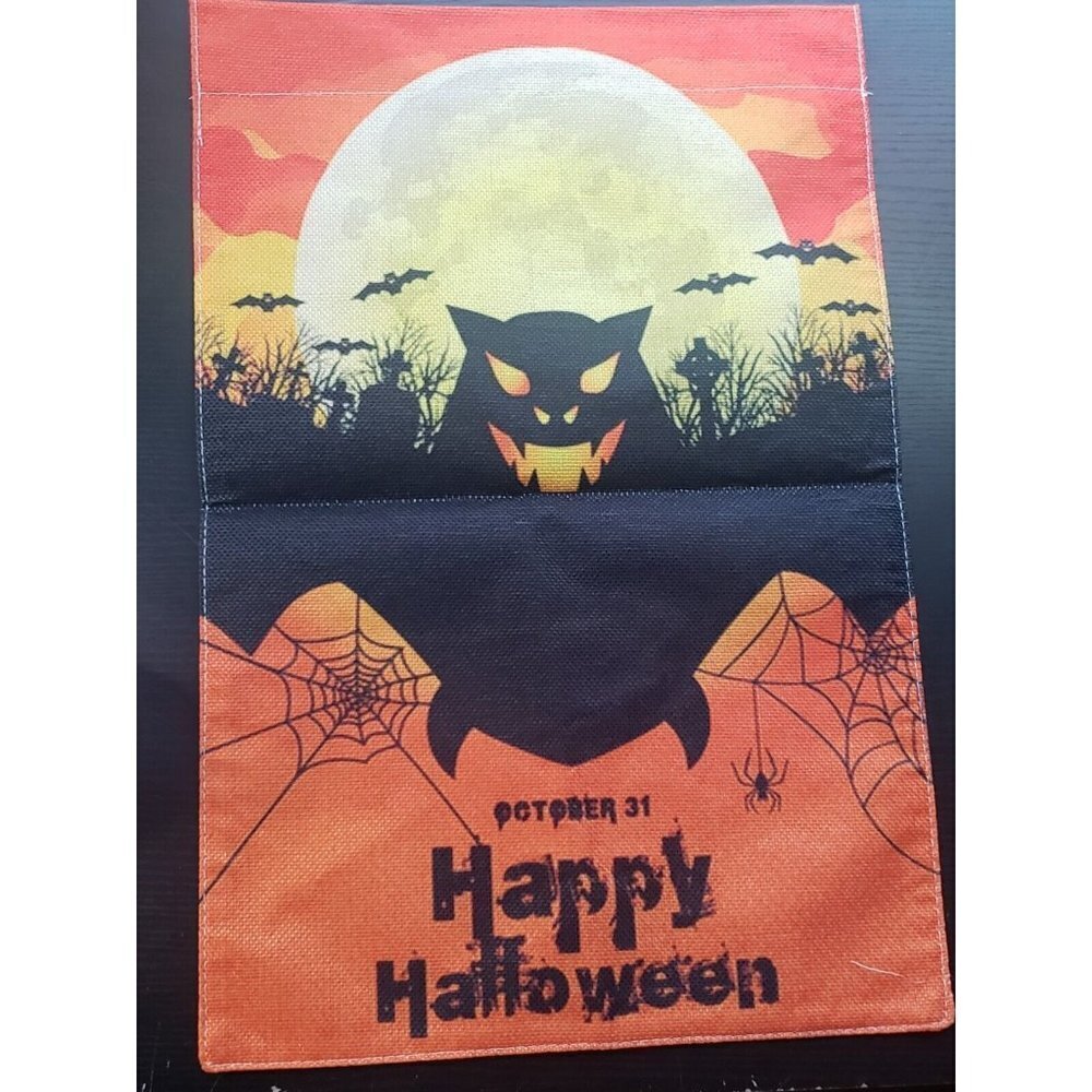 Halloween House Flag 12x18" Black Bat Trick Or Treat Seasonal Flag Decor